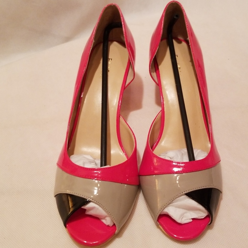 <Bijou New York> Red/Multi Peep Toe Pump - Size 8M - Picture 2 of 8